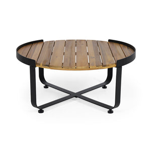 English Elm Christopher Knight Home® - ISAAC Teak Coffee Table with Powder-Coated Metal Frame, Acacia Wood Top, Modern Industrial 31.5" square 69567.00