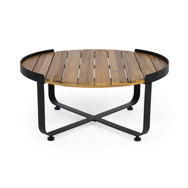 English Elm Christopher Knight Home® - ISAAC Teak Coffee Table with Powder-Coated Metal Frame, Acacia Wood Top, Modern Industrial 31.5" square 69567.00