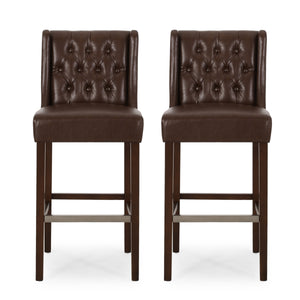 English Elm Christopher Knight Home® - BARSTOOL sleek PU upholstered counter stool with sturdy frame, ergonomic seat and modern minimalist design Dark Brown 70678.00PUDBRN