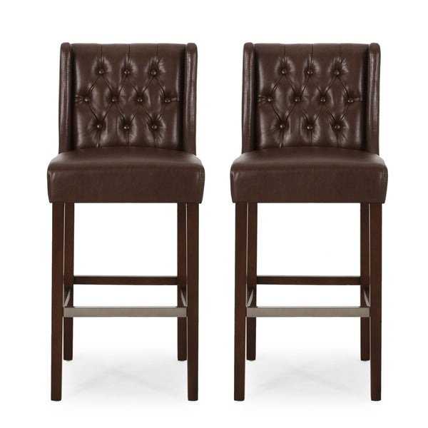 English Elm Christopher Knight Home® - BARSTOOL sleek PU upholstered counter stool with sturdy frame, ergonomic seat and modern minimalist design Dark Brown 70678.00PUDBRN