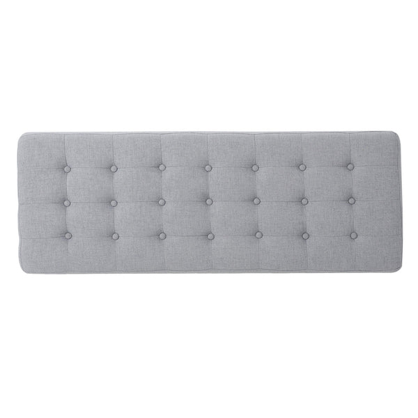 English Elm Ottoman Tufted Upholstered Bench with Birch Frame Mid-century Style for Bedroom Entry 60407.00LGY