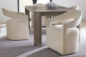 Hooker Furniture Modern Mood Leg Dining Table With Alabaster Diamond Finish, Pewter Accents, Extendable To 110" Medium Brown 6850-75200-89