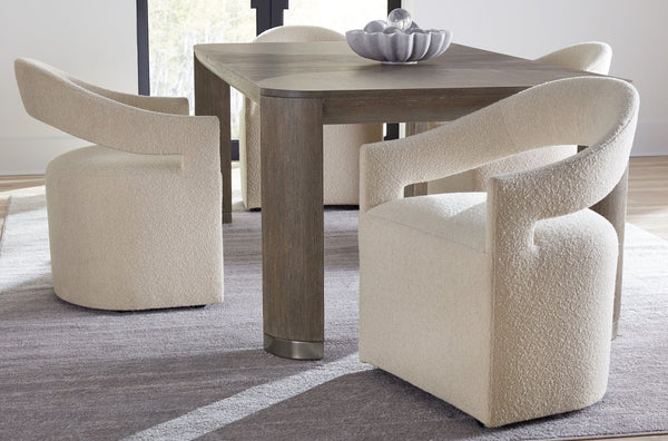 Hooker Furniture Modern Mood Leg Dining Table With Alabaster Diamond Finish, Pewter Accents, Extendable To 110" Medium Brown 6850-75200-89