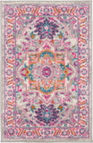 Nourison Passion PSN20 Machine Made Power-loomed Floral Border Indoor Only Bohemian  Rug Light Grey,Pink, Grey and Pink 100% Polypropylene 99446486714