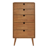 Homelegance By Top-Line Lucien Oak Finish 5-Drawer Chest Oak Rubberwood