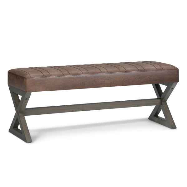 English Elm Salinger Large Ottoman Bench - Versatile Distressed Chestnut Brown Seating For Any Space B136P159215-GIGA
