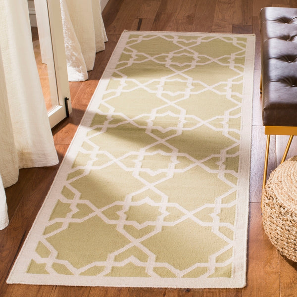 Safavieh Dhurries 548 Hand Woven Flat Weave  Rug Olive / Ivory DHU548A-3
