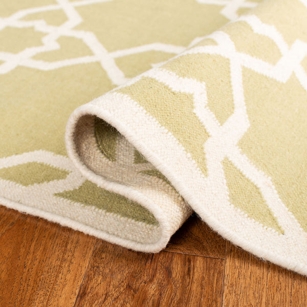 Safavieh Dhurries 548 Hand Woven Flat Weave  Rug Olive / Ivory DHU548A-3