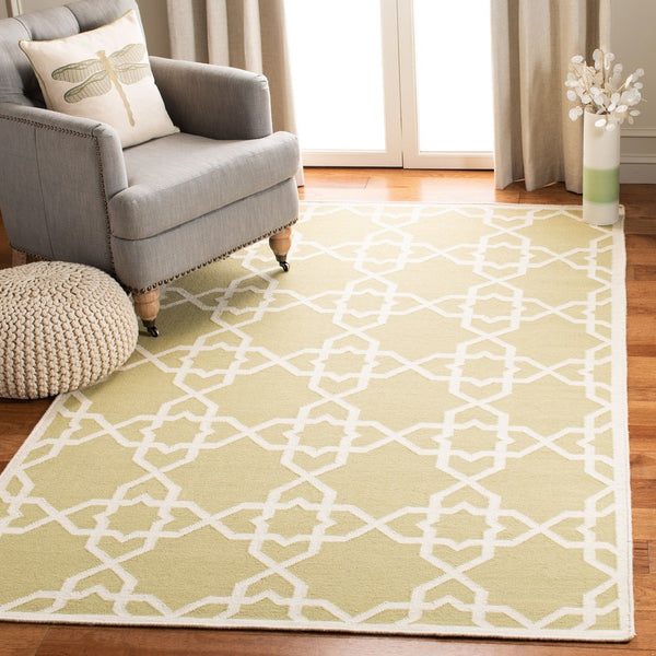 Safavieh Dhurries 548 Hand Woven Flat Weave  Rug Olive / Ivory DHU548A-3