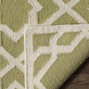 Safavieh Dhurries 548 Hand Woven Flat Weave  Rug Olive / Ivory DHU548A-3