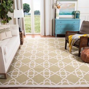 Safavieh Dhurries 548 Hand Woven Flat Weave  Rug Olive / Ivory DHU548A-3