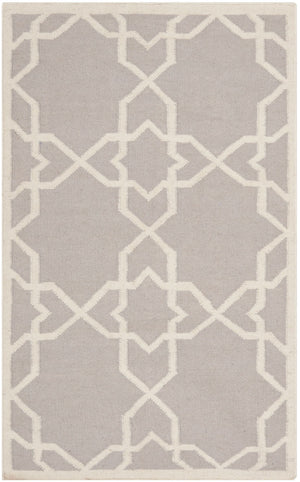 Safavieh Dhurries 548 Hand Woven Flat Weave  Rug Grey / Ivory DHU548G-26
