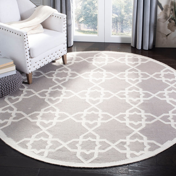 Safavieh Dhurries 548 Hand Woven Flat Weave  Rug Grey / Ivory DHU548G-26
