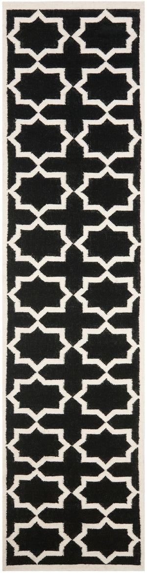 Safavieh Dhurries 549 Hand Woven Flat Weave  Rug Black / Ivory DHU549L-26
