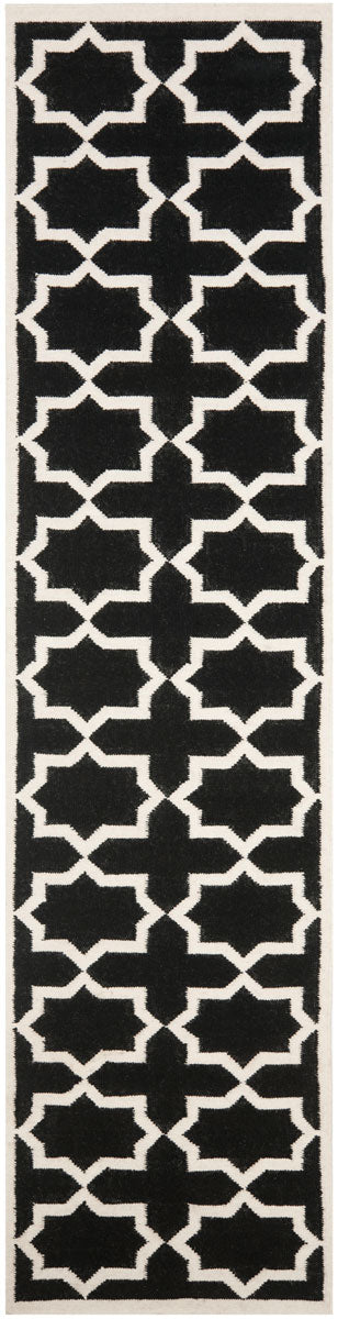 Safavieh Dhurries 549 Hand Woven Flat Weave  Rug Black / Ivory DHU549L-26