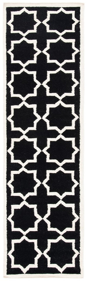 Safavieh Dhurries 549 Hand Woven Flat Weave  Rug Black / Ivory DHU549L-26