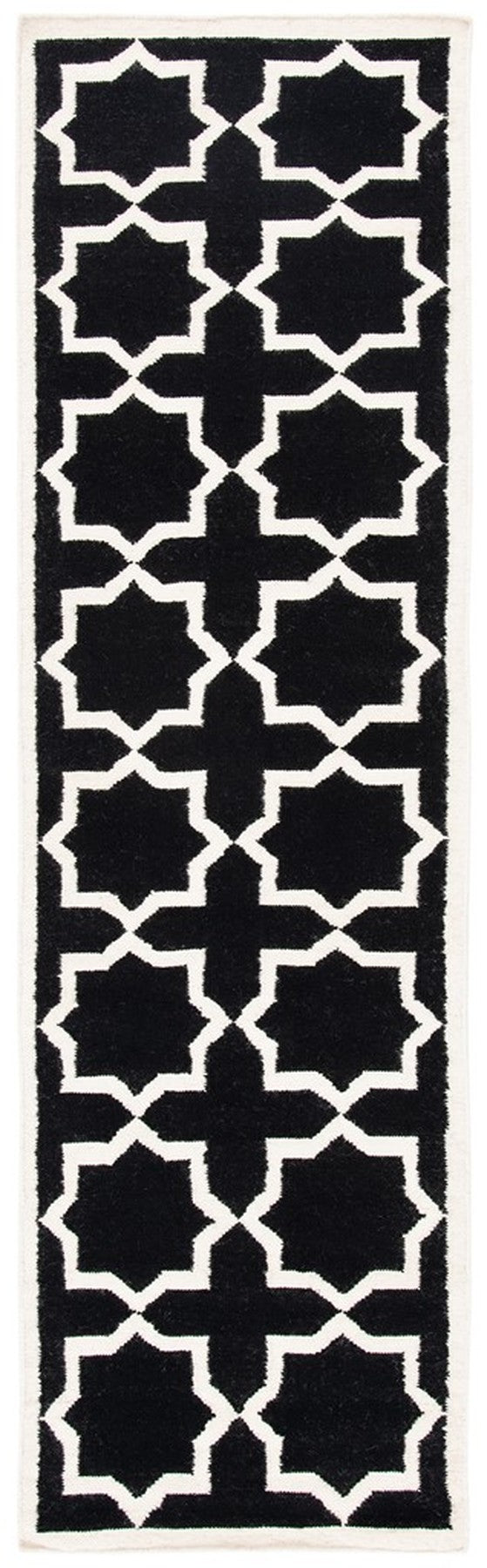 Safavieh Dhurries 549 Hand Woven Flat Weave  Rug Black / Ivory DHU549L-26