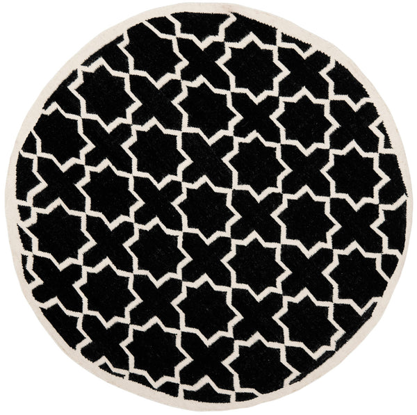 Safavieh Dhurries 549 Hand Woven Flat Weave  Rug Black / Ivory DHU549L-26