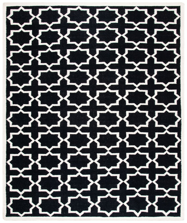 Safavieh Dhurries 549 Hand Woven Flat Weave  Rug Black / Ivory DHU549L-26