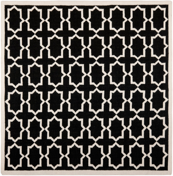 Safavieh Dhurries 549 Hand Woven Flat Weave  Rug Black / Ivory DHU549L-26