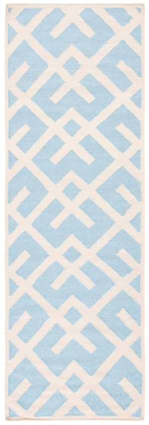 Safavieh Dhurries 552 Hand Woven Flat Weave  Rug Light Blue / Ivory DHU552B-3
