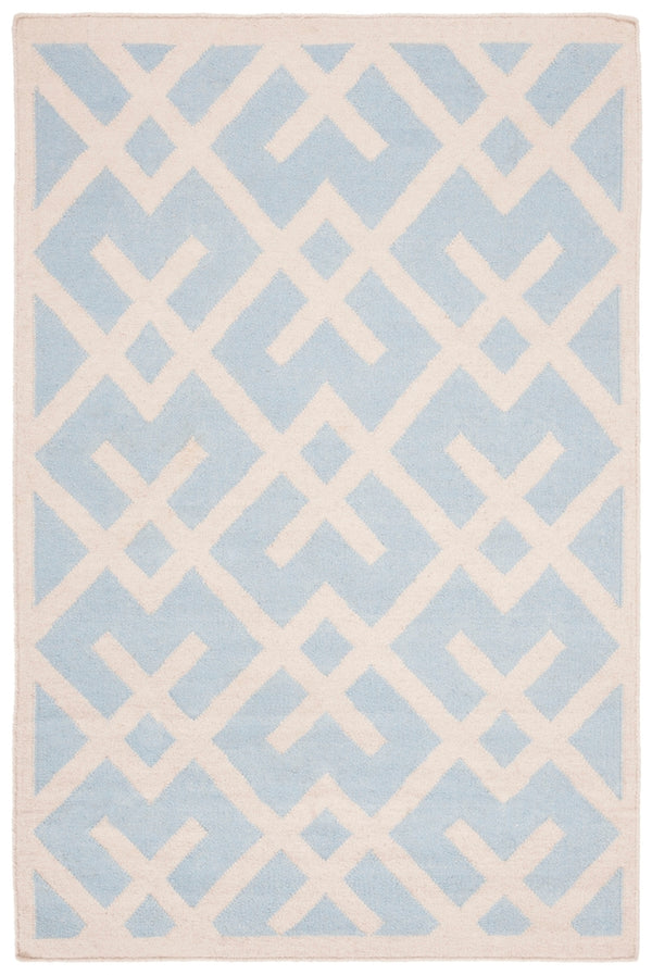 Safavieh Dhurries 552 Hand Woven Flat Weave  Rug Light Blue / Ivory DHU552B-3