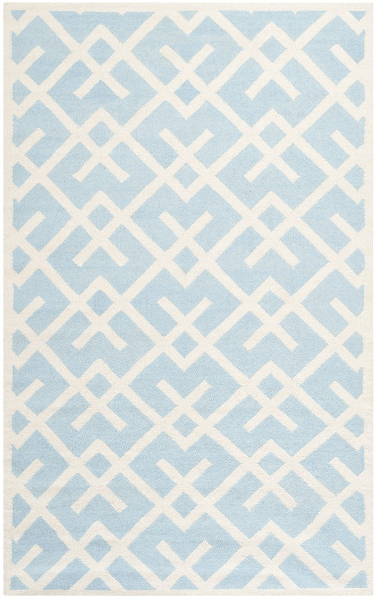 Safavieh Dhurries 552 Hand Woven Flat Weave  Rug Light Blue / Ivory DHU552B-3