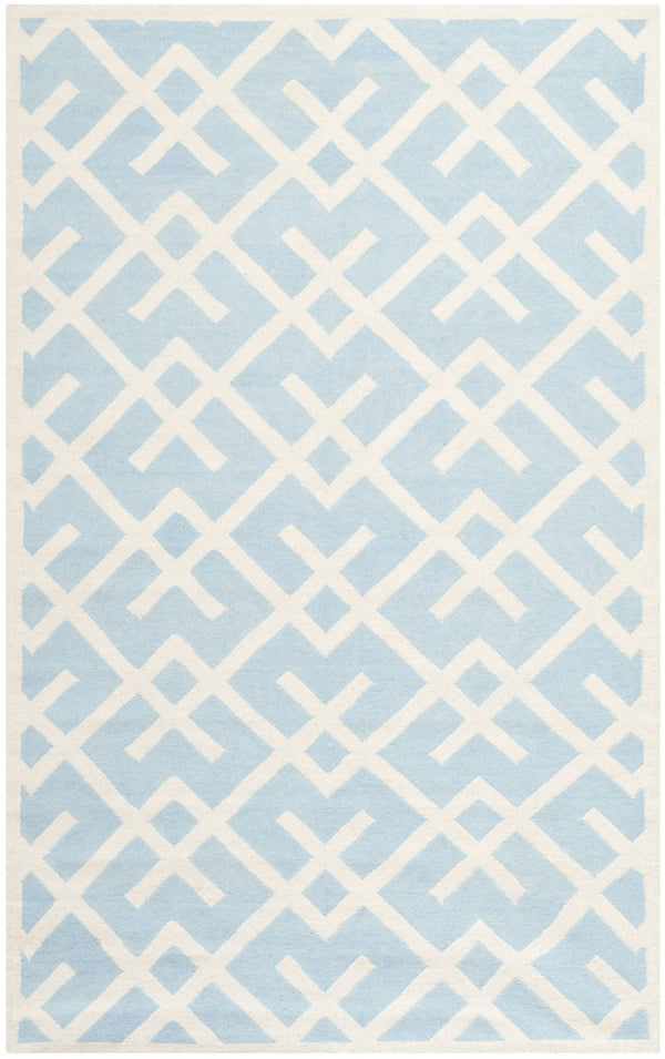 Safavieh Dhurries 552 Hand Woven Flat Weave  Rug Light Blue / Ivory DHU552B-3