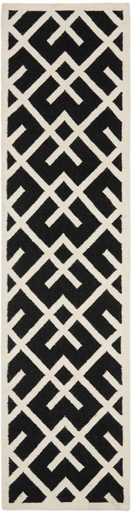 Safavieh Dhurries 552 Hand Woven Flat Weave  Rug Black / Ivory DHU552L-26