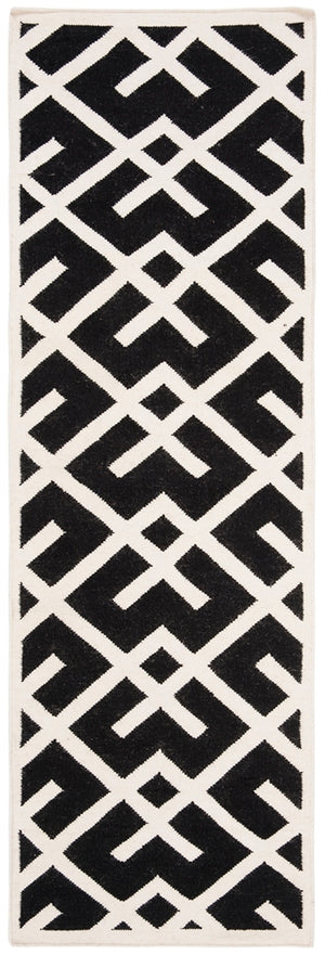 Safavieh Dhurries 552 Hand Woven Flat Weave  Rug Black / Ivory DHU552L-26