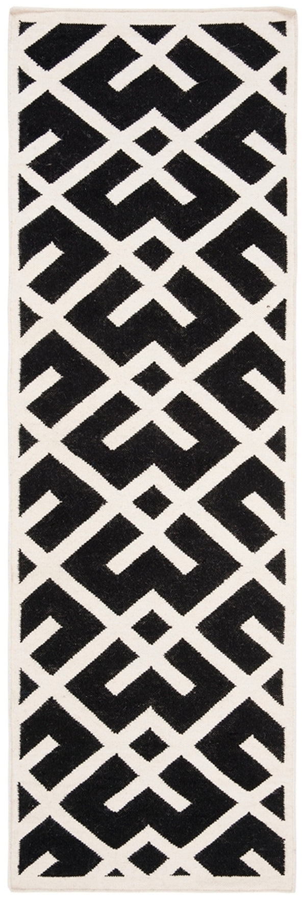 Safavieh Dhurries 552 Hand Woven Flat Weave  Rug Black / Ivory DHU552L-26