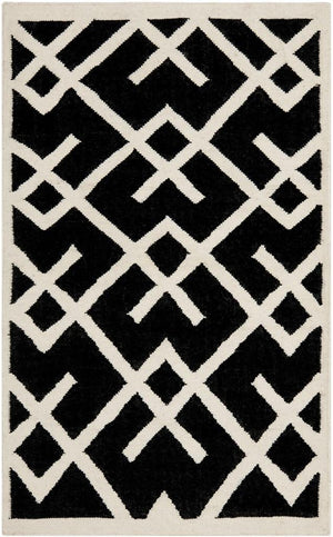 Safavieh Dhurries 552 Hand Woven Flat Weave  Rug Black / Ivory DHU552L-26