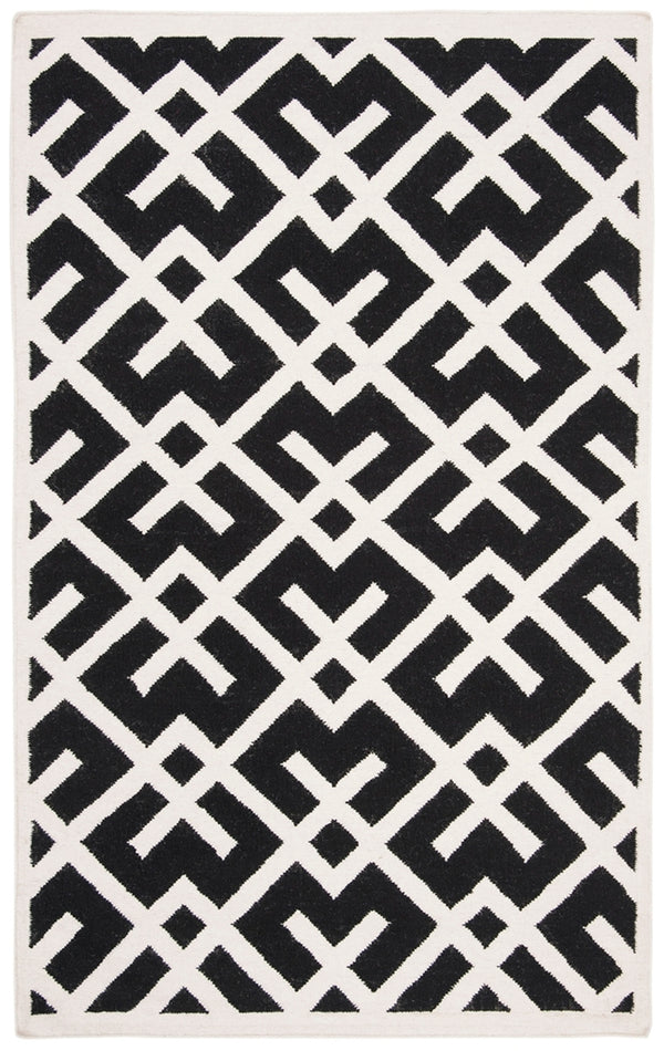 Safavieh Dhurries 552 Hand Woven Flat Weave  Rug Black / Ivory DHU552L-26