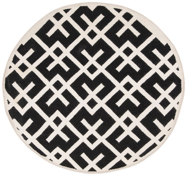 Safavieh Dhurries 552 Hand Woven Flat Weave  Rug Black / Ivory DHU552L-26