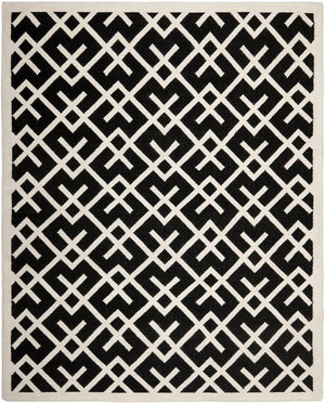 Safavieh Dhurries 552 Hand Woven Flat Weave  Rug Black / Ivory DHU552L-26
