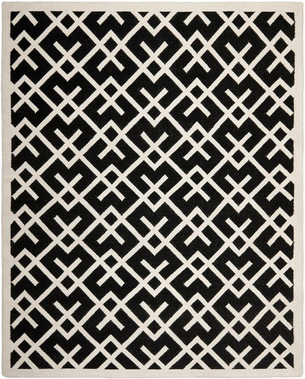 Safavieh Dhurries 552 Hand Woven Flat Weave  Rug Black / Ivory DHU552L-26