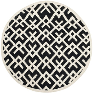 Safavieh Dhurries 552 Hand Woven Flat Weave  Rug Black / Ivory DHU552L-26