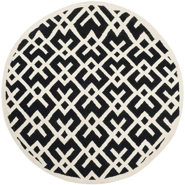 Safavieh Dhurries 552 Hand Woven Flat Weave  Rug Black / Ivory DHU552L-26