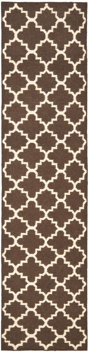 Safavieh Dhurries 554 Hand Woven Flat Weave  Rug Brown / Ivory DHU554C-26