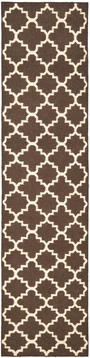 Safavieh Dhurries 554 Hand Woven Flat Weave  Rug Brown / Ivory DHU554C-26