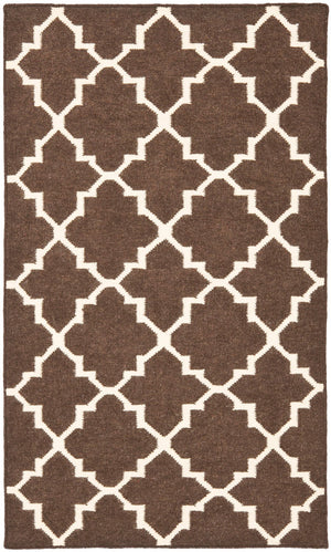 Safavieh Dhurries 554 Hand Woven Flat Weave  Rug Brown / Ivory DHU554C-26