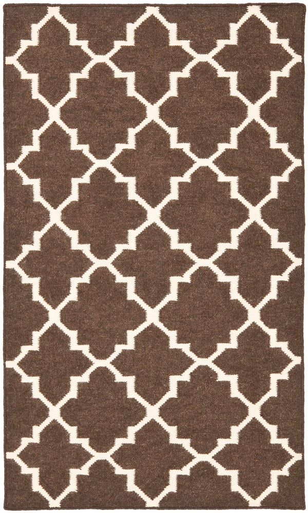 Safavieh Dhurries 554 Hand Woven Flat Weave  Rug Brown / Ivory DHU554C-26