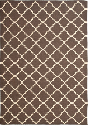 Safavieh Dhurries 554 Hand Woven Flat Weave  Rug Brown / Ivory DHU554C-26