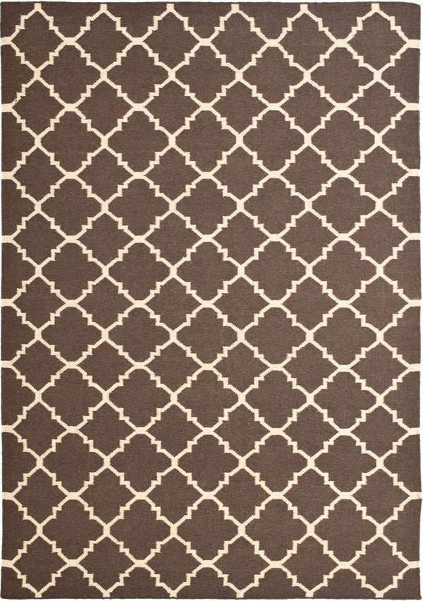 Safavieh Dhurries 554 Hand Woven Flat Weave  Rug Brown / Ivory DHU554C-26