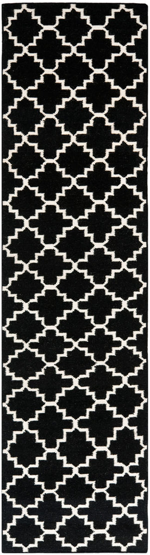 Safavieh Dhurries 554 Hand Woven Flat Weave  Rug Black / Ivory DHU554L-26