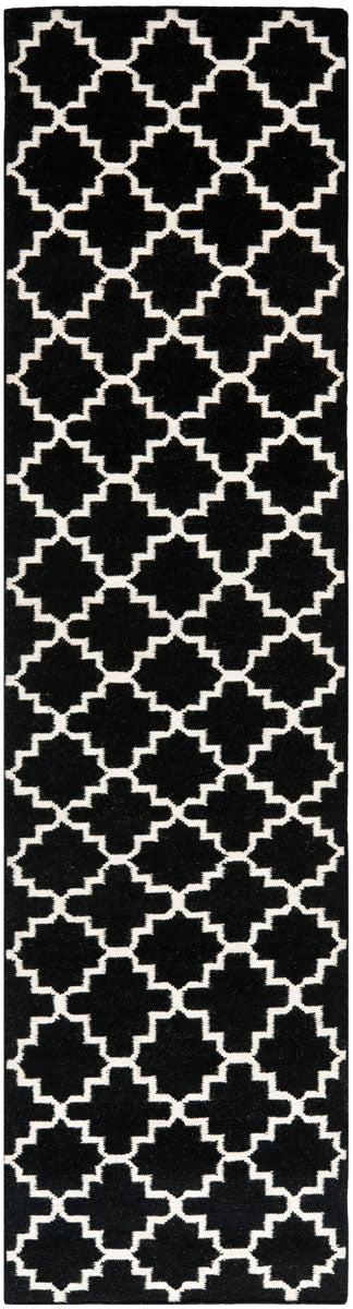 Safavieh Dhurries 554 Hand Woven Flat Weave  Rug Black / Ivory DHU554L-26