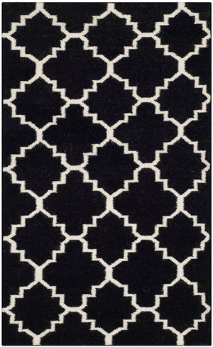 Safavieh Dhurries 554 Hand Woven Flat Weave  Rug Black / Ivory DHU554L-26