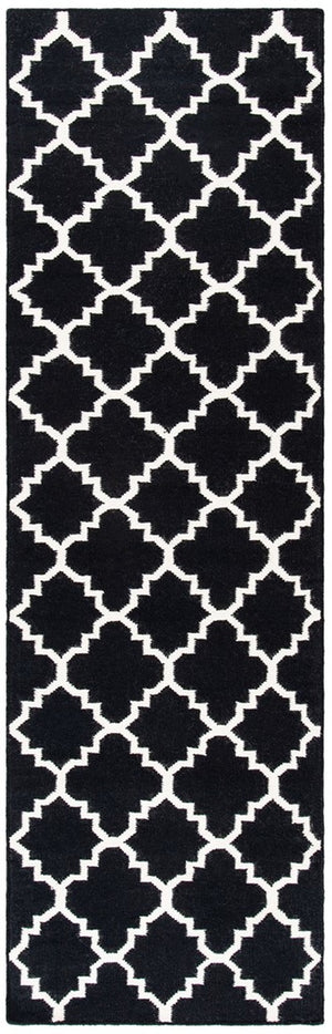 Safavieh Dhurries 554 Hand Woven Flat Weave  Rug Black / Ivory DHU554L-26