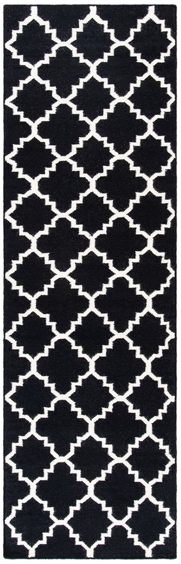 Safavieh Dhurries 554 Hand Woven Flat Weave  Rug Black / Ivory DHU554L-26