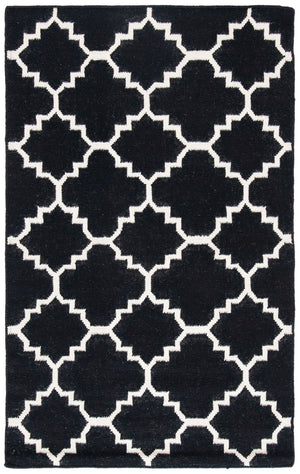 Safavieh Dhurries 554 Hand Woven Flat Weave  Rug Black / Ivory DHU554L-26